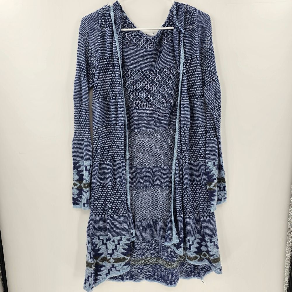 Great northwest indigo cardigan tribal print mosaic blue medium